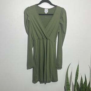Blue Rain Sage Green Long Sleeve Dress